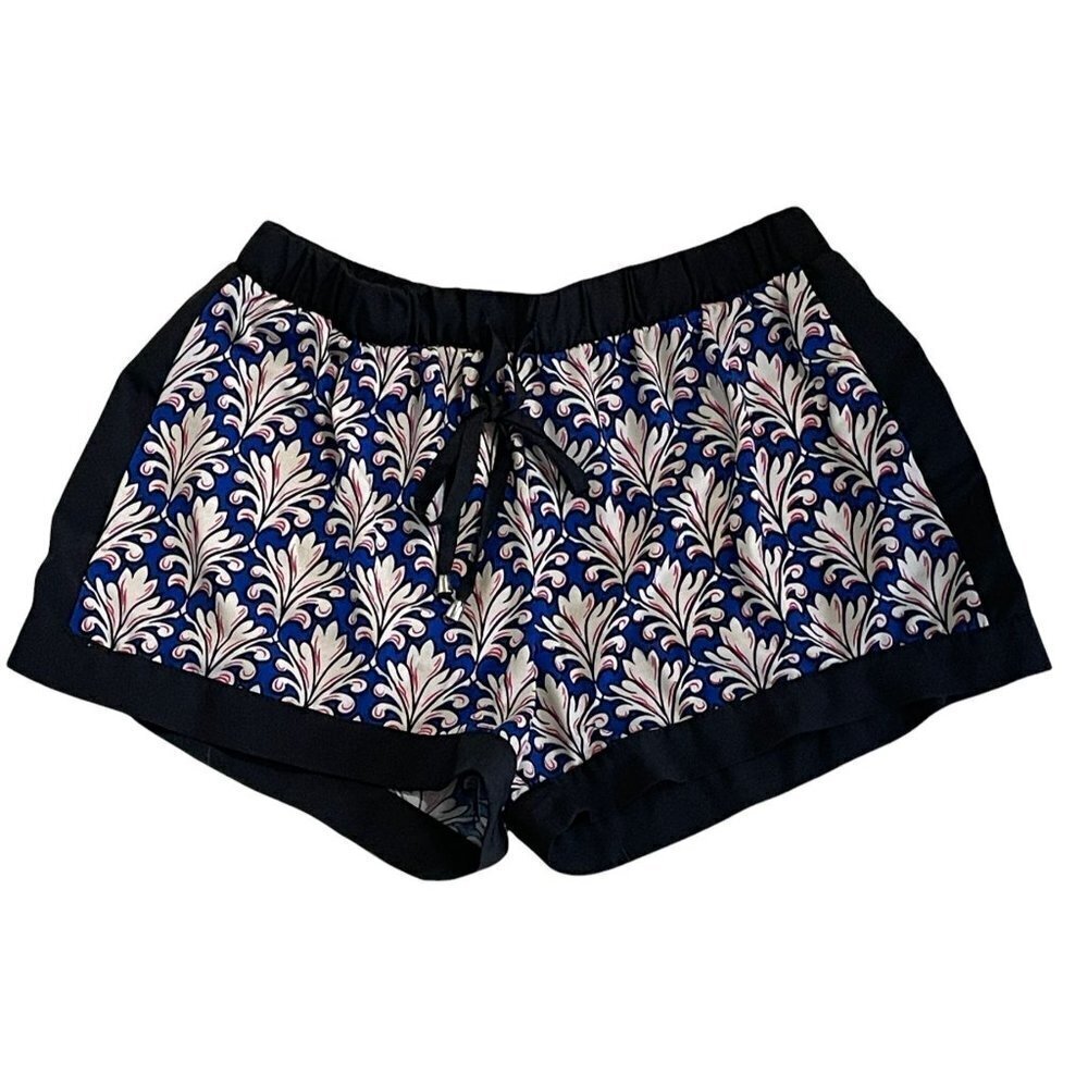 Sans Souci Shorts Blue Pink Black Trim Elastic Waist Size Small